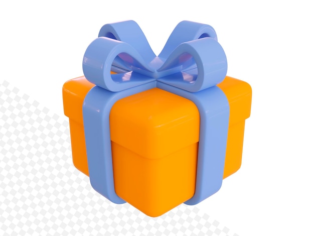 3d yellow gift box with a ribbon bow on a white background Christmas birthday 3d rendering