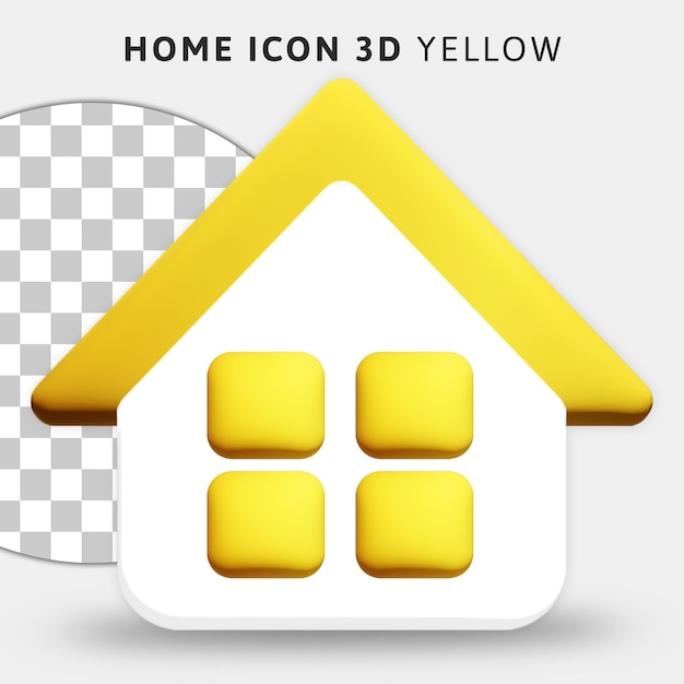 PSD 3d yellow house on transparent background