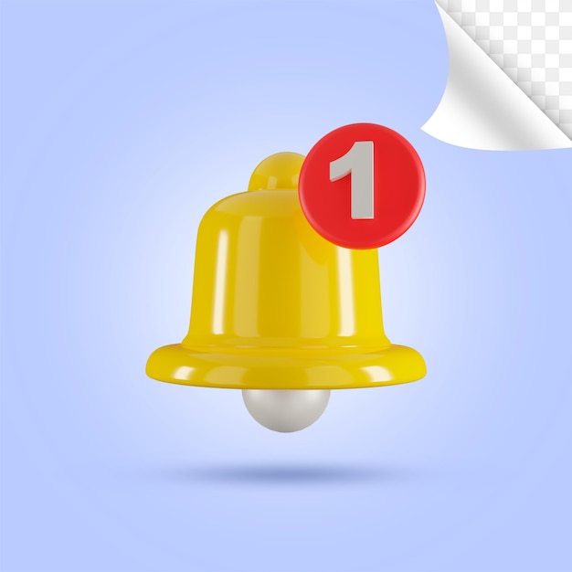 3d yellow notification bell icon