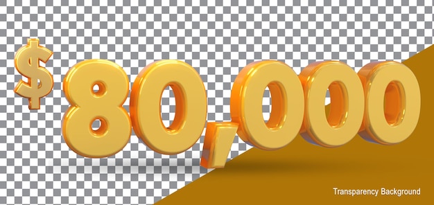 a 3d yellow number of numbers on a transparent background