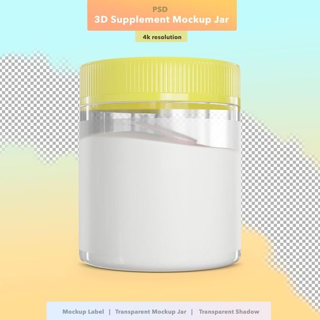 PSD 3d yellow preworkout mockup jar