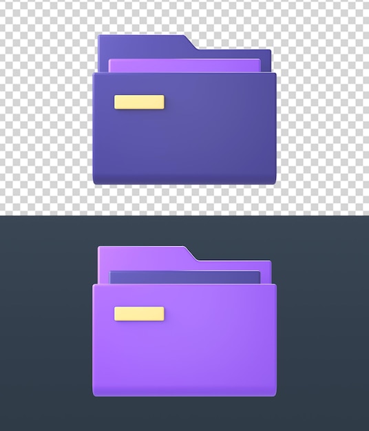 3d желтые фиолетовые значки файлов папок для дизайна рекламы в социальных сетях веб-мобильных приложений ui ux
