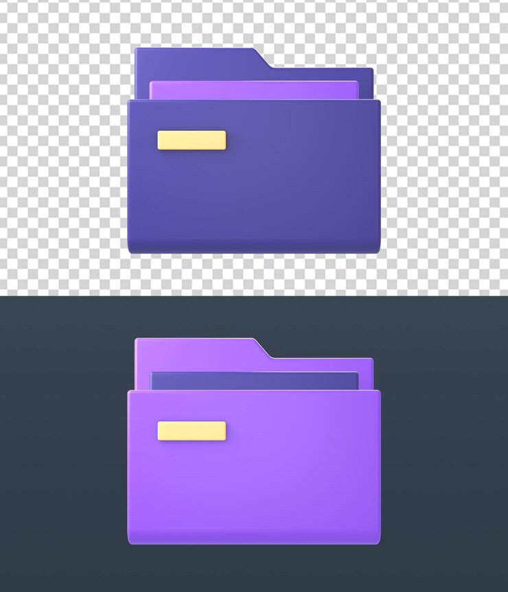 PSD 3d yellow purple folder files icons for ui ux web mobile apps social media ads designs