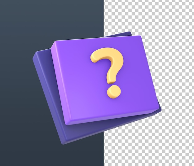 PSD ui ux 웹 모바일 앱 소셜 미디어 광고 디자인을 위한 3d 노란색 보라색 물음표 아이콘