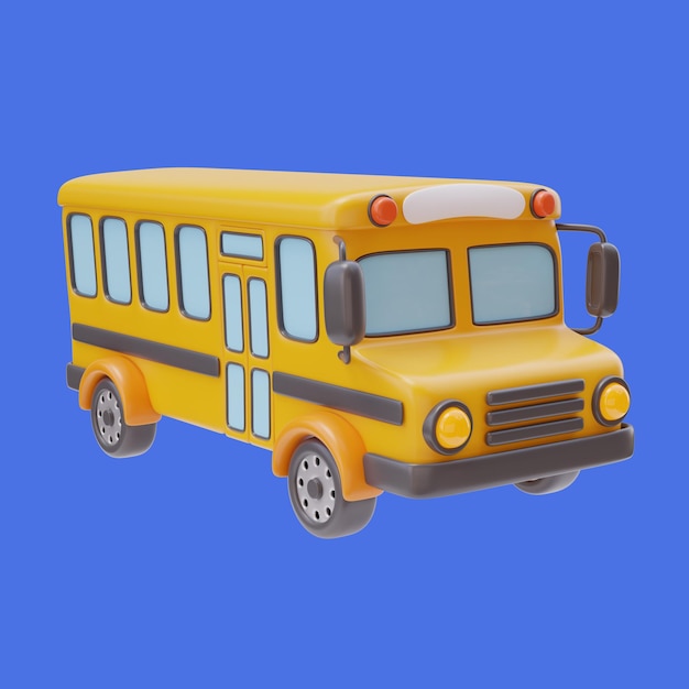 3D イエロー スクールバス 車両輸送 アイコン 教育デザイン 子供 乗客輸送