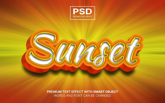 3d yellow sunset editable text effect