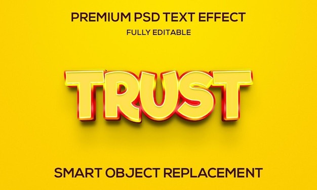 3d желтый текстовый эффект доверия редактируемый текстовый эффект