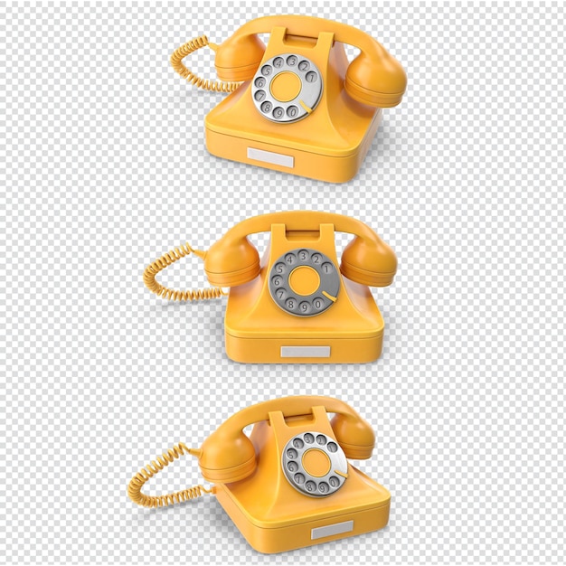 PSD的3 d黄色古董电话孤立
