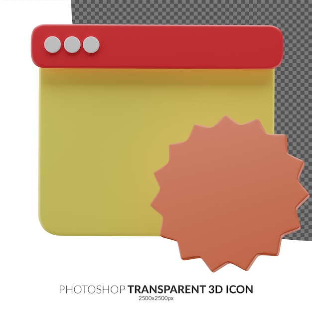 PSD 3d yellow window with red blurb