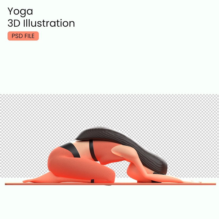 PSD 3d 요가 캐릭터