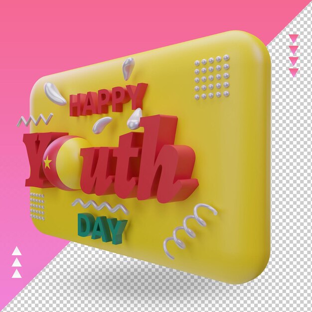 3d youth day cameroon flag rendering right view