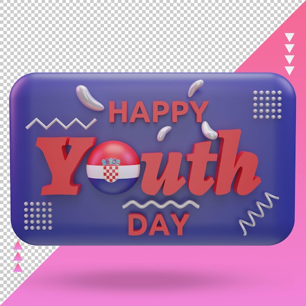 PSD 3d youth day croatia flag rendering front view