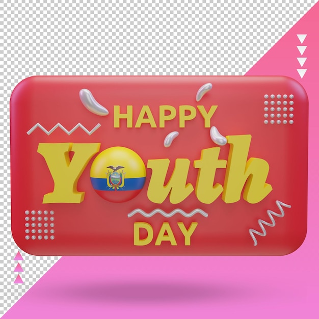 PSD 3d youth day ecuador flag rendering front view