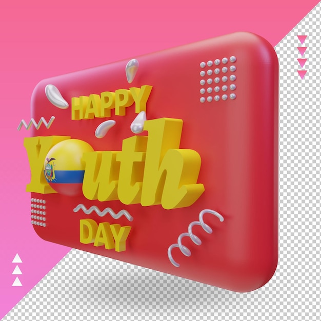 PSD 3d youth day ecuador flag rendering right view