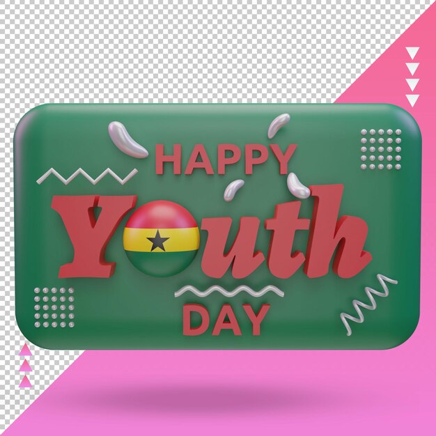 3d youth day ghana flag rendering front view