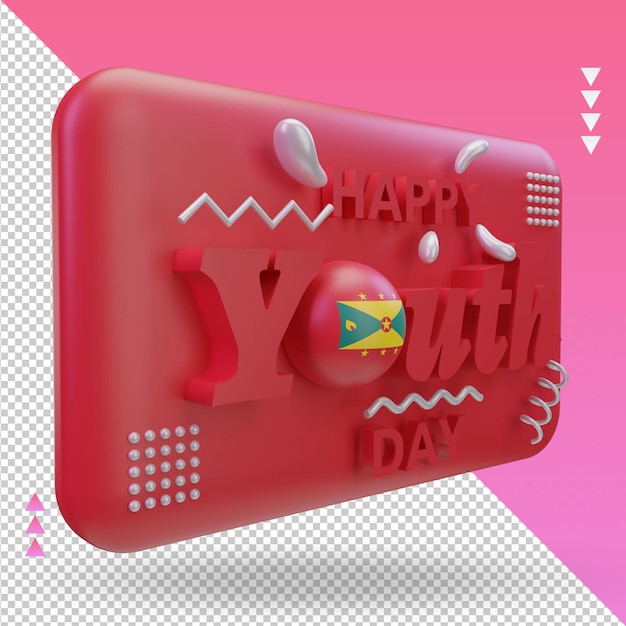 3d youth day grenada flag rendering left view