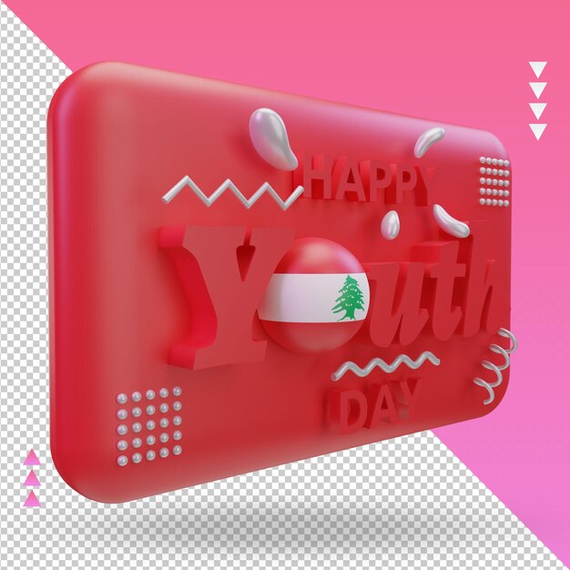 3d youth day lebanon flag rendering left view