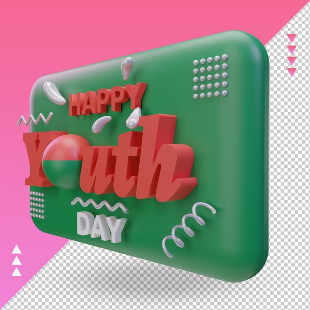 PSD 3d youth day madagascar flag rendering right view