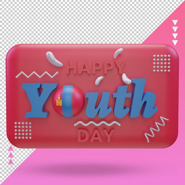 PSD 3d youth day mongolia flag rendering front view