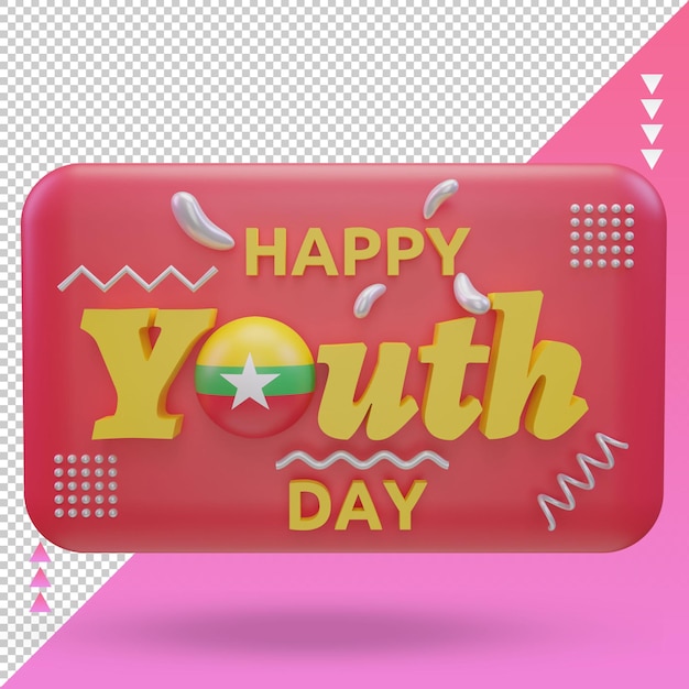 3d youth day Myanmar flag rendering front view