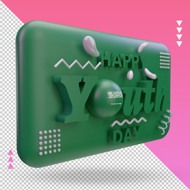 3d youth day saudi arabia flag rendering left view