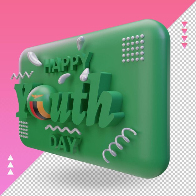 PSD 3d youth day zambia flag rendering right view