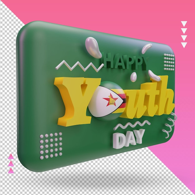 3d youth day Zimbabwe flag rendering left view