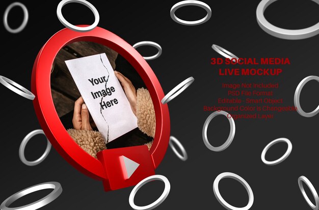 PSD 3d youtube avatar social media live streaming mockup