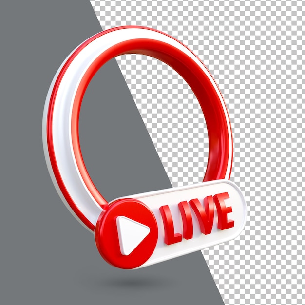 PSD 3d youtube live streaming frame with icon