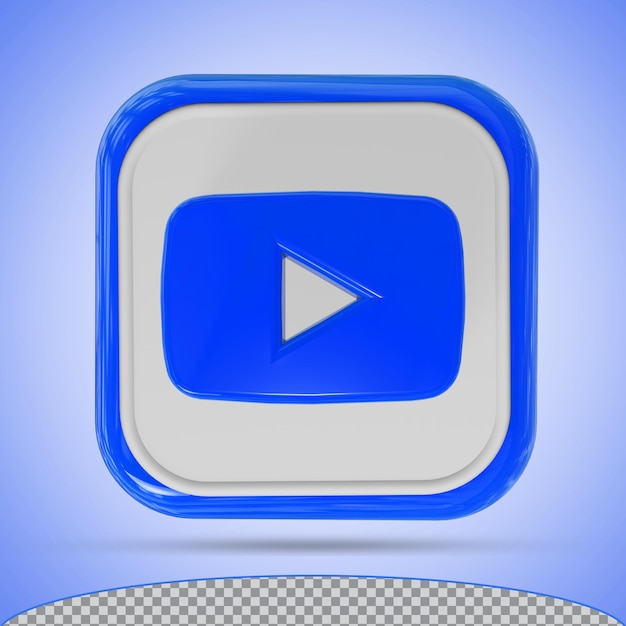 3d youtube logo in modern style color blue for social media icons logos