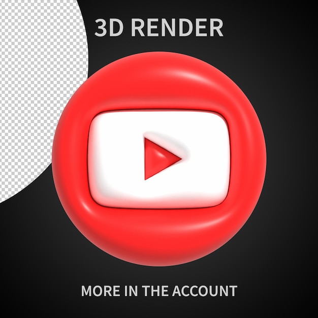 PSD 3d youtube logo on transparent background