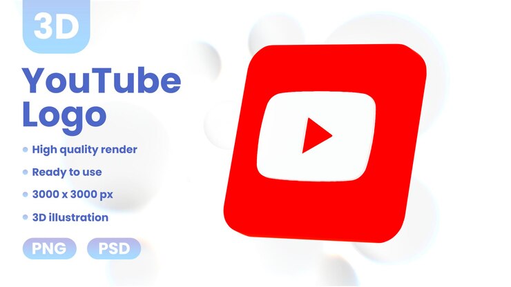 PSD 3d youtube logo