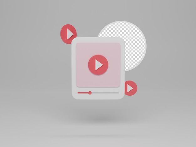 3d youtube play button