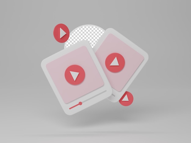 3d youtube play button