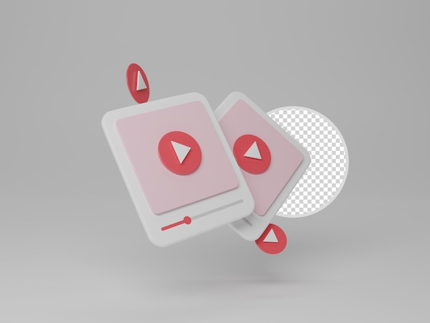 3d youtube play button