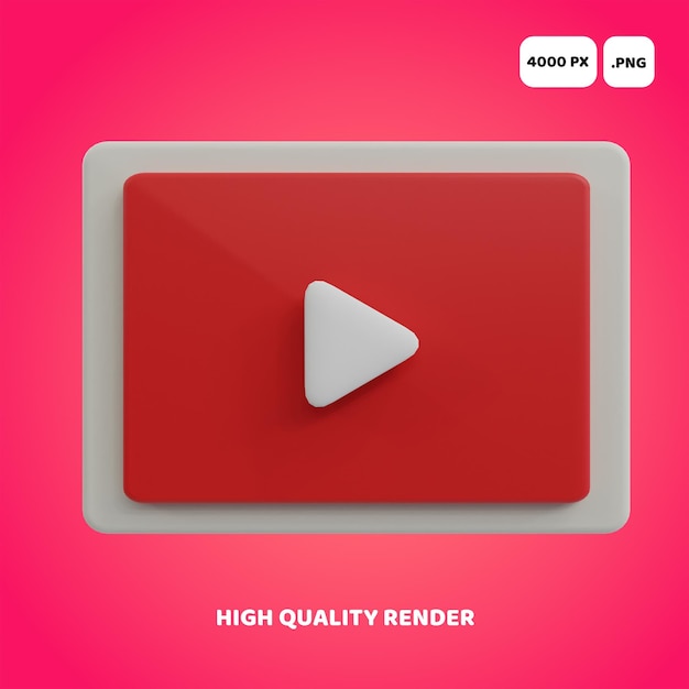 PSD 3d youtube play button