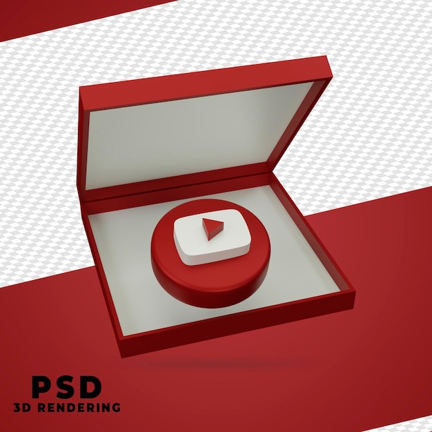 PSD 3d rendering di youtube design isolato