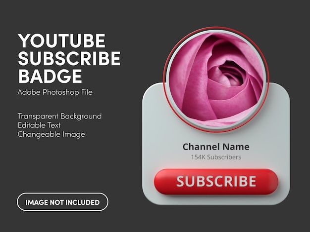 PSD badge di iscrizione a youtube 3d