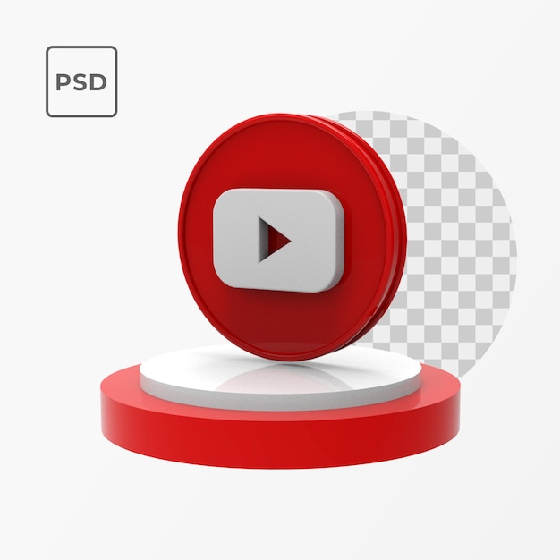 Pulsante di iscrizione youtube 3d con podio