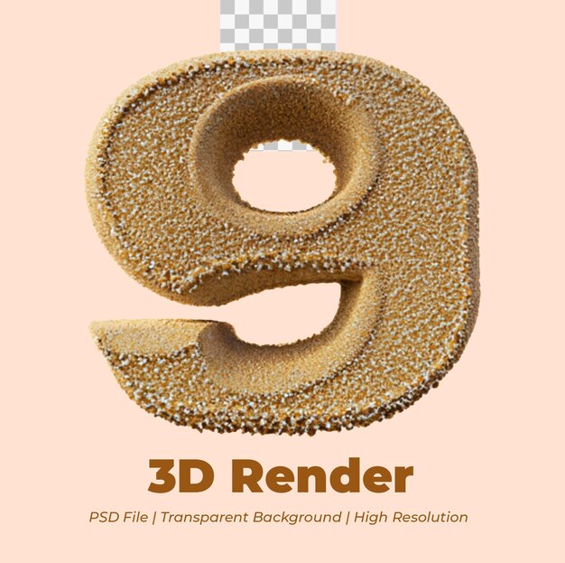 3D-zandweergave nummer 9 geïsoleerd