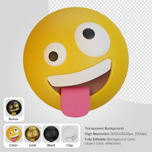 3d Zany face emoji