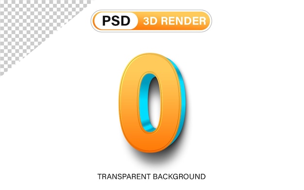 3d Zero Liczba 0 pomarańczowy gradient z niebieskim izolowanym na przezroczystym tle