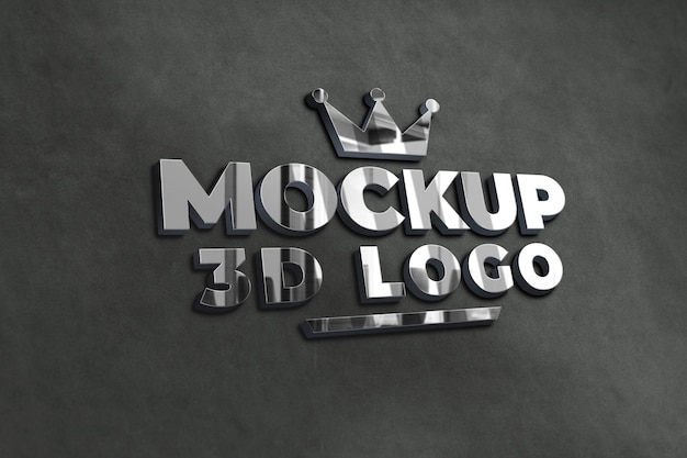 3d-zilveren chrome logo mockup