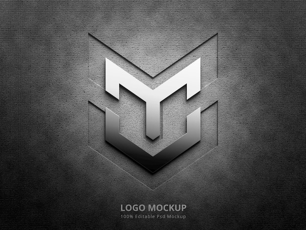 PSD 3d zilveren logo mockup en emboss logo mockup