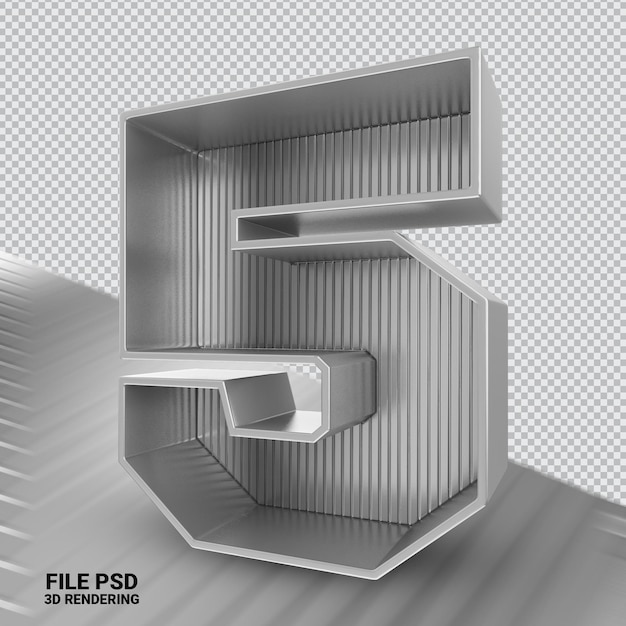 PSD 3d zilveren nummer 5