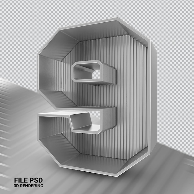 PSD 3d zilveren nummer 9