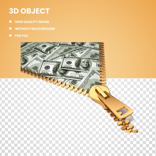 3d zipper dollar