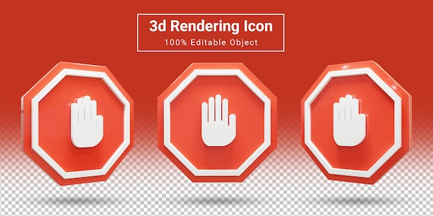 3d znaki stopu ruchu ostrzegające o znakach drogowych nie wprowadzaj ikony renderowania znaku
