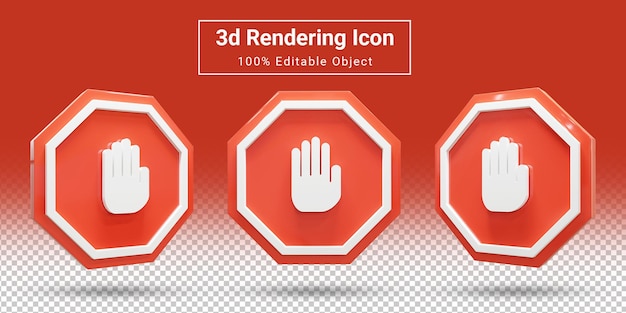 PSD 3d znaki stopu ruchu ostrzegające o znakach drogowych nie wprowadzaj ikony renderowania znaku