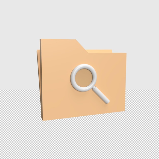 PSD 3d-zoekmap illustratie van gerenderd object